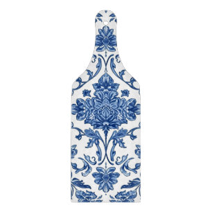Blaue florale Chinoiserie Wasserfarbe Weiß Schneidebrett