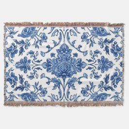 Blaue florale Chinoiserie Weiße Wasserfarbe Decke