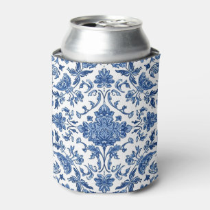 Blaue florale Chinoiserie Weiße Wasserfarbe Dosenkühler