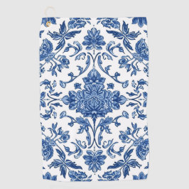 Blaue florale Chinoiserie Weiße Wasserfarbe Golfhandtuch