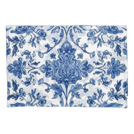Blaue florale Chinoiserie Weiße Wasserfarbe Kissenbezug