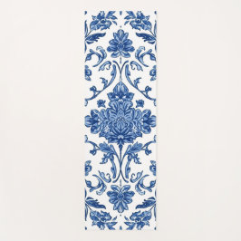 Blaue florale Chinoiserie weiße Wasserfarbe Yogamatte
