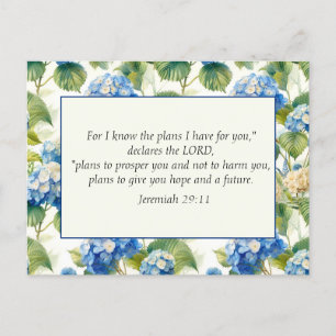 Blaue florale christliche Bibel Gottes Pläne Postkarte