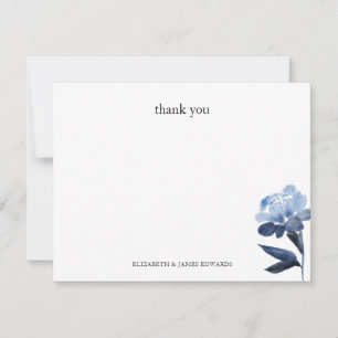 Blaue Florale Danksagung Personalisiert Mitteilungskarte