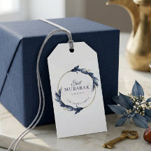 Blaue Florale Eid Mubarak Geschenkkarte Elegant Is
