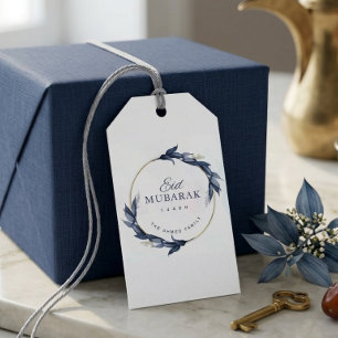 Blaue Florale Eid Mubarak Geschenkkarte Elegant Is Geschenkanhänger