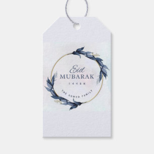 Blaue Florale Eid Mubarak Geschenkkarte Elegant Is Geschenkanhänger