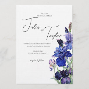 Blaue Florale Elegante Hintergrund Einladung