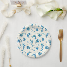 Blaue florale französische Rokoko-Eleganz