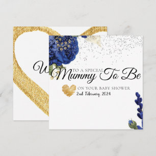 Blaue florale funkelnde Baby-Shower-Mummy-to-be-Ka Dankeskarte