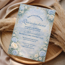 Blaue Florale Gold-Garten-Quinceañera