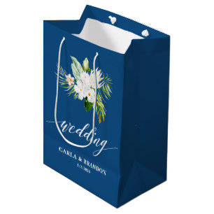 Blaue Florale Hochzeit Mittlere Geschenktüte