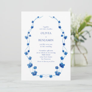 Blaue Florale Klassische Elegante Romantische Hoch Einladung