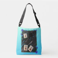 Blaue florale Mahjong-Tasche