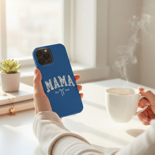 Blaue Florale Mama Varsity Feminine Minimal iPhone 13 Pro Max Hülle