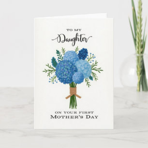 Blaue Florale Muttertagskarte für die Tochter Karte