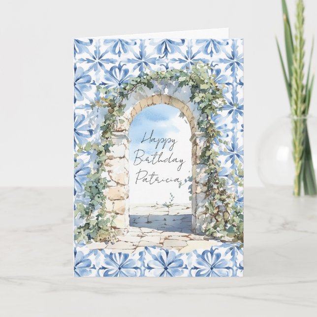 Blaue Florale Sizilianischer Blick auf blaue Himme Karte (Vorderseite)