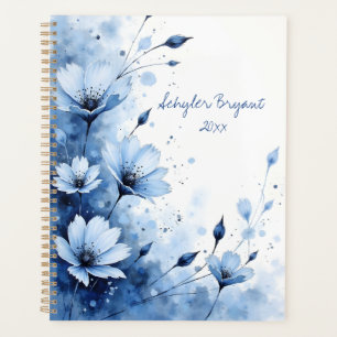 Blaue florale Spiralbindung abstraktes Blumen-Bota Planer