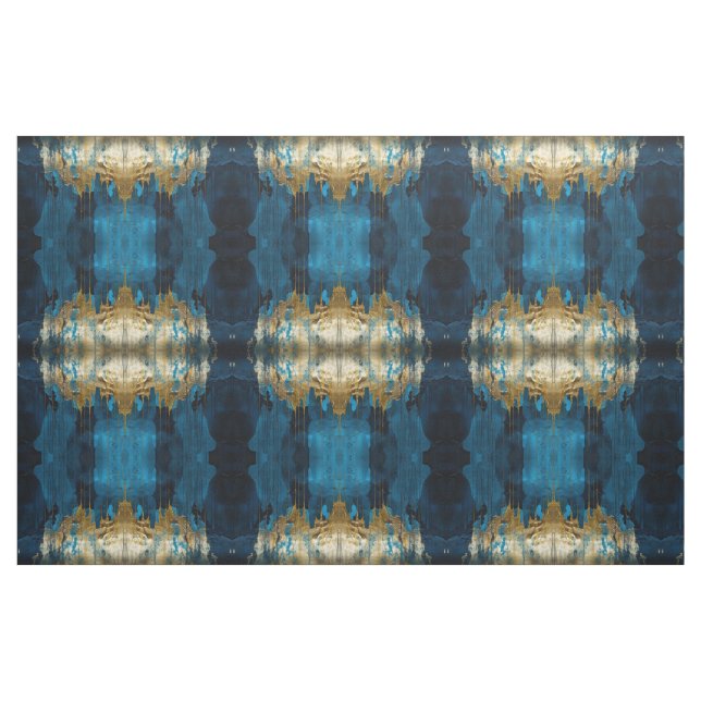 Blaue Florale Stoff Nahtlos Muster Boho Modern (Fat Quarter (45,7 x 55,9 cm))
