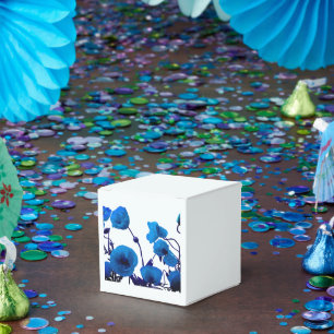 Blaue Florale Wasserfarbe Mohnblumen Garten Trend Geschenkschachtel