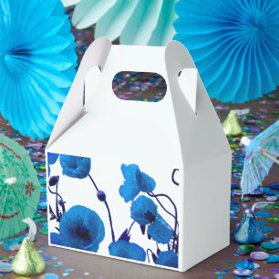 Blaue Florale Wasserfarbe Mohnblumen Sommergarten Geschenkschachtel