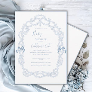 Blaue florale wunderliche Babyparty Einladung