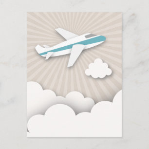 Blaue Flugzeug-Geburtstags-Party-Postkarte Einladungspostkarte