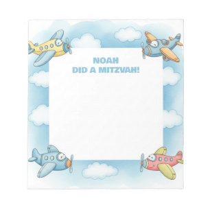 Blaue Flugzeuge Personalisiert Mitzvah Notizblock