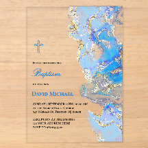 blaue Fluid-Marmor-Taufe Acryl-Einladung