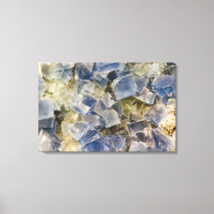 Blaue Fluorit-Kristalle in der Matrix Leinwanddruck