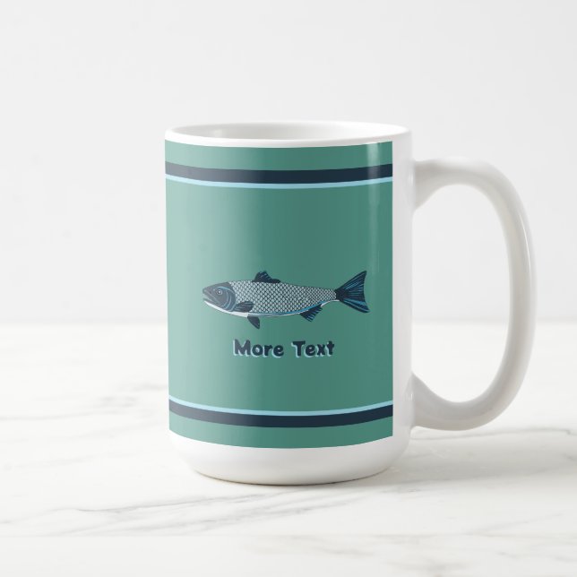 Blaue Folkloretrout/Lachs Kaffeetasse (Rechts)