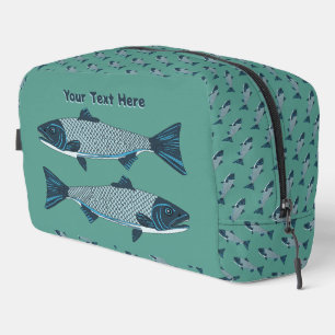 Blaue Folkloretrout/Lachs Waschbeutel