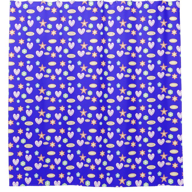 Blaue Formen  Duschvorhang (Vorderseite)