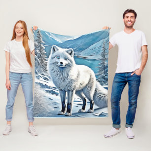 Blaue Foxenscene-Design Fleecedecke