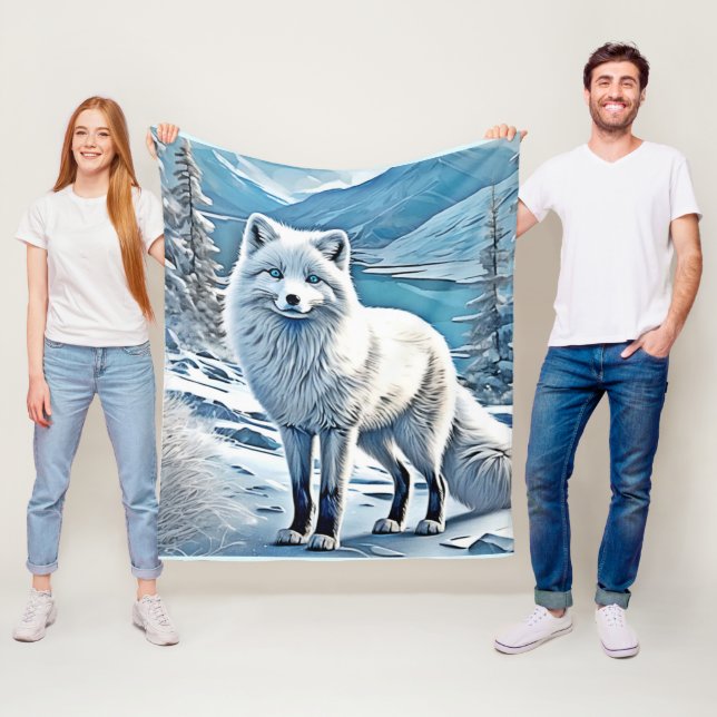 Blaue Foxenscene-Design Fleecedecke (Beispiel)