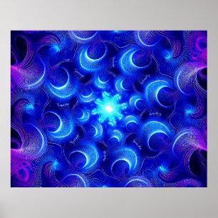 Blaue Fraktale des Halbmondes Poster