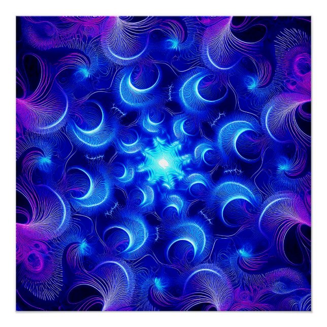 Blaue Fraktale des Halbmonds Poster (Vorderseite)
