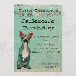 Blaue französische einladung