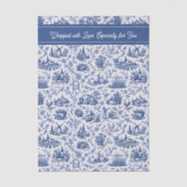 Blaue französische Toile-Landschafts-Rosen-Zweig-Z Seidenpapier