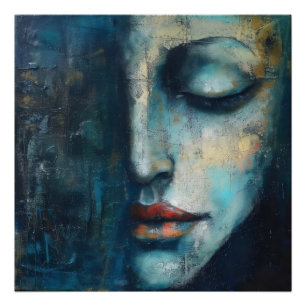 Blaue Frau Abstrakte Kunst Fotodruck