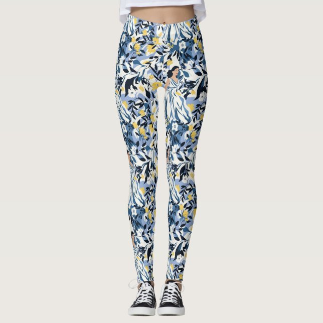 Blaue Frau Leggings (Vorderseite)