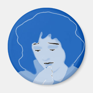 Blaue Frau schluckt Mifepristone Magnet