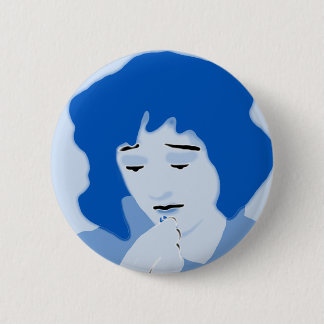 Blaue Frau schluckte Mifepristone Button