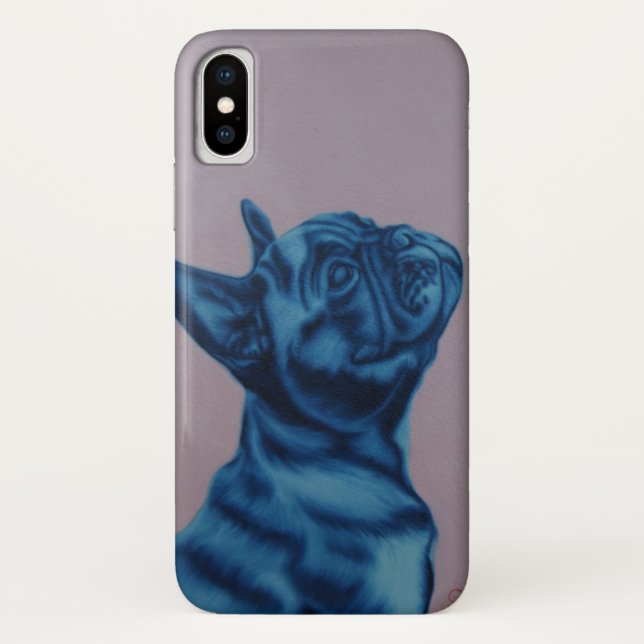 Blaue Frenchie iPhone Abdeckung Case-Mate iPhone Hülle (Rückseite)