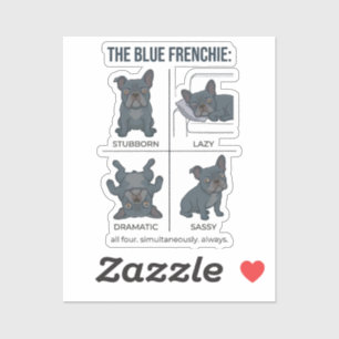 Blaue Frenchie Persönlichkeit Lustiger Französisch Aufkleber