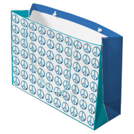 BLAUE FRIEDENSSYMBOL MOTIF GROßE GESCHENKTÜTE