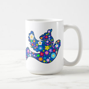 Blaue Friedenstaube gemacht von den dekorativen Kaffeetasse