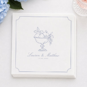 Blaue Früchte-Schale-Rahmen Hochzeitsservietten Serviette