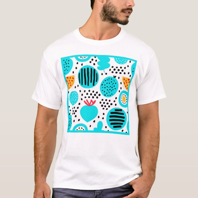 Blaue Fruchtmuster Malerei Kunst. Jetzt kaufen T-Shirt (Vorderseite)