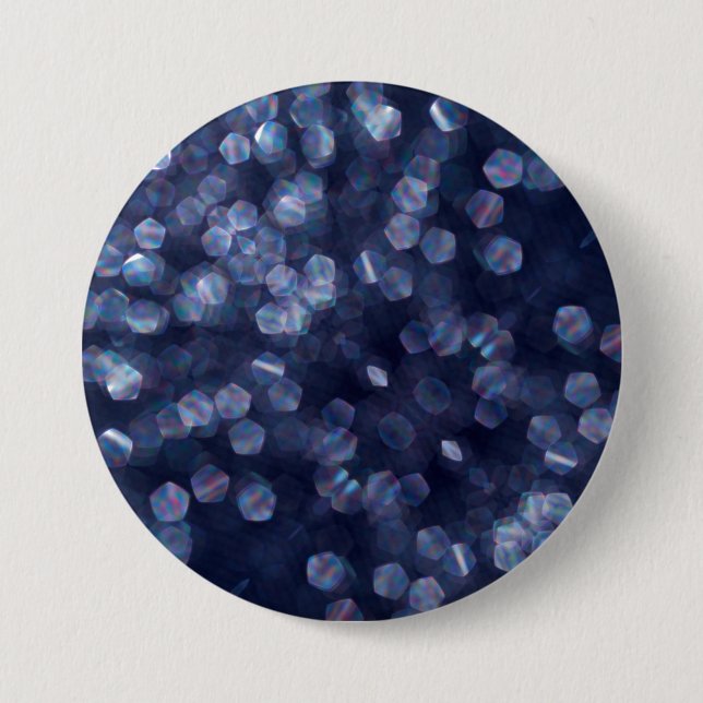 Blaue Funkelnde Bokeh-Lichter Button (Vorderseite)